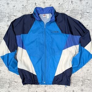 Vintage 90s Nike Colorblock Windbreaker Jacket - Gray Tag - Size Large